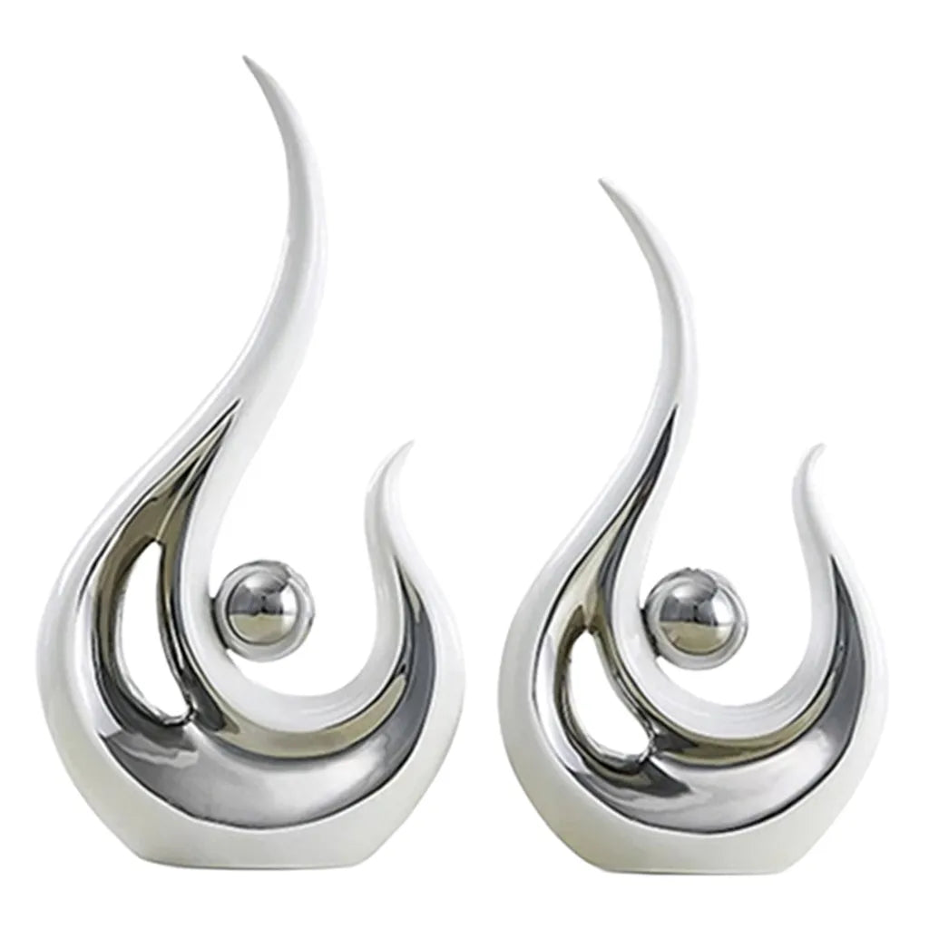 2 Pieces Modern Abstract Sculpture Statue Office Home Decor