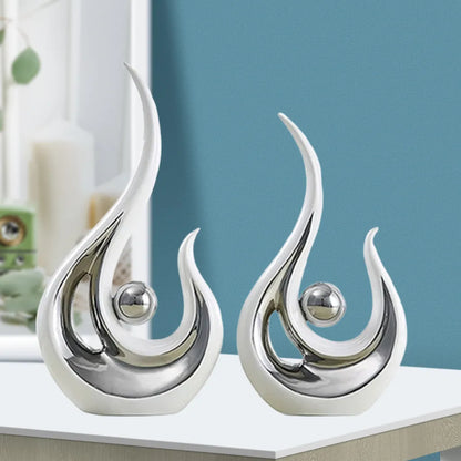 2 Pieces Modern Abstract Sculpture Statue Office Home Decor