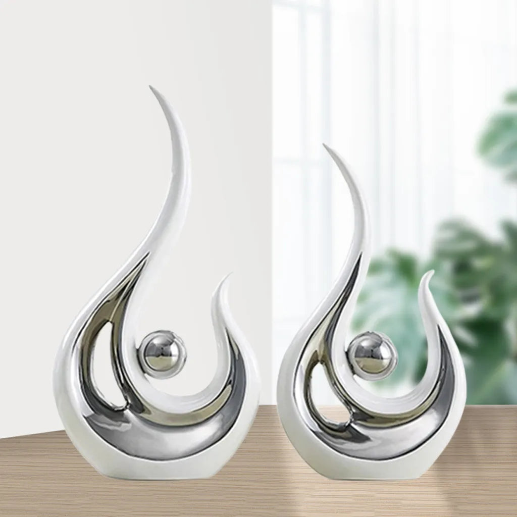 2 Pieces Modern Abstract Sculpture Statue Office Home Decor