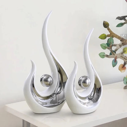 2 Pieces Modern Abstract Sculpture Statue Office Home Decor